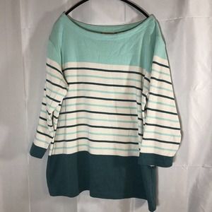 L.L. Bean Sweater Lightweight Blue Stripes Women Large Spring